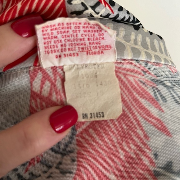 Vintage 70s Bodin Knits Button Shirt Dagger Collar Disco Bold Print Size Small - Picture 7 of 8